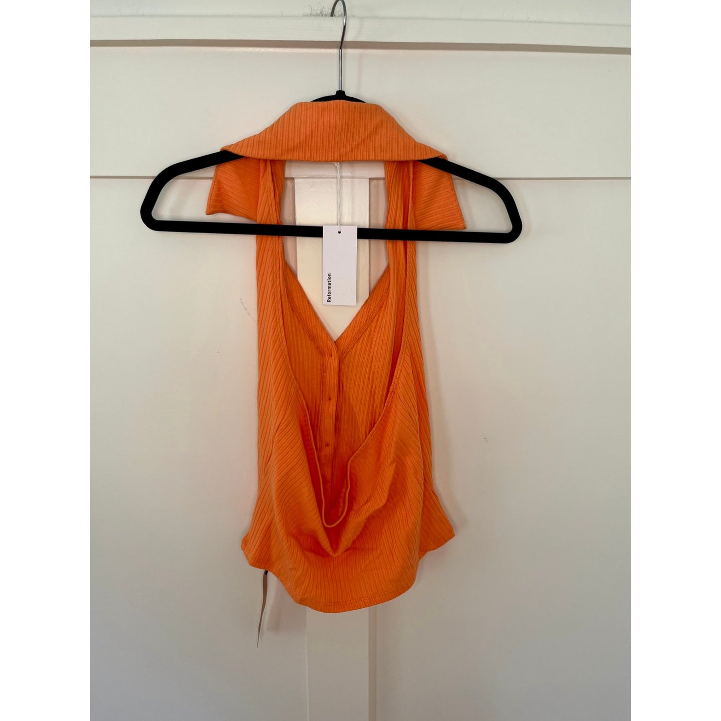 NEW NWT Reformation Bryleigh Knit Halter Top Tangerine Size Large