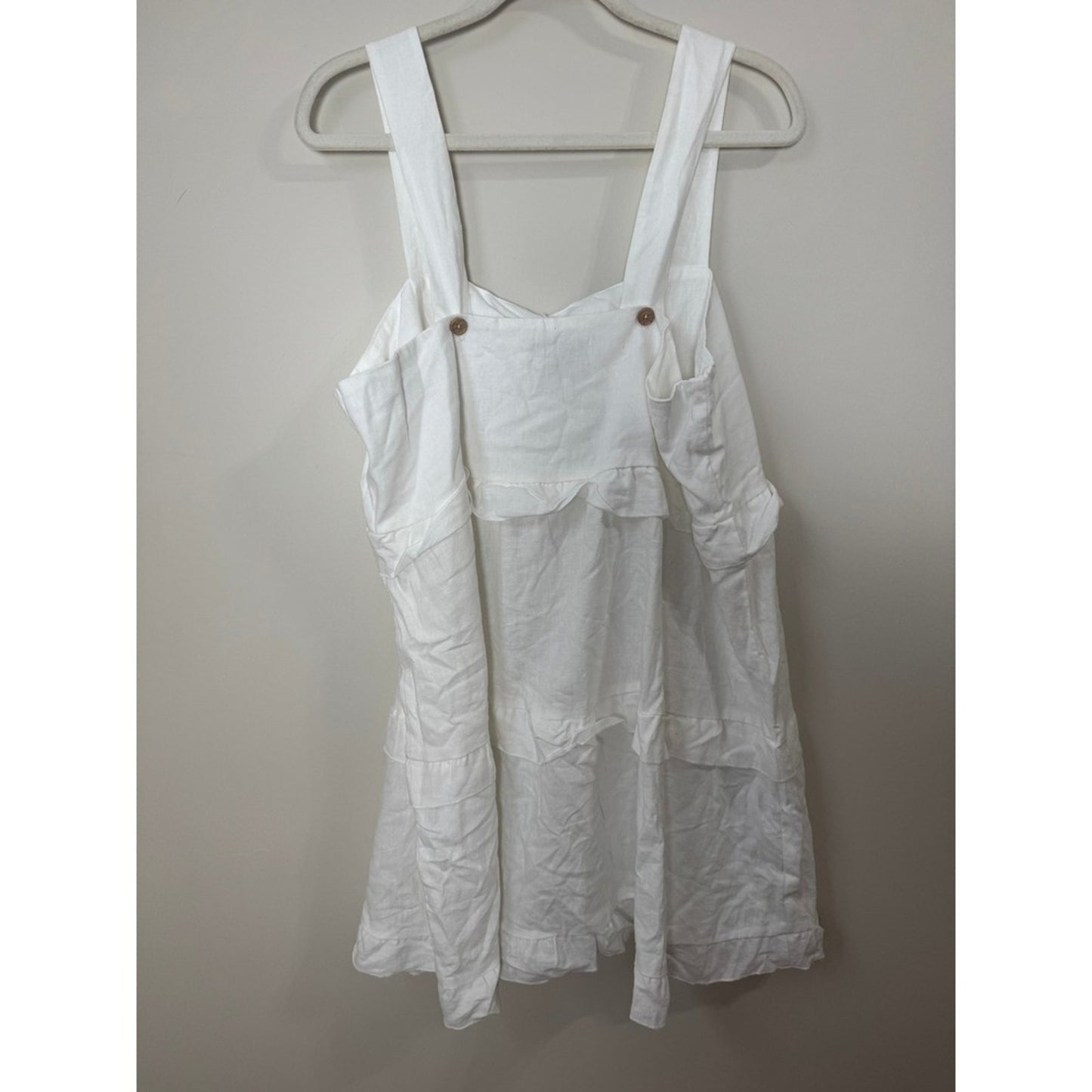 Show Me Your Mumu White Linen Tiered Ruffle Mini Dress Square Neck NEW