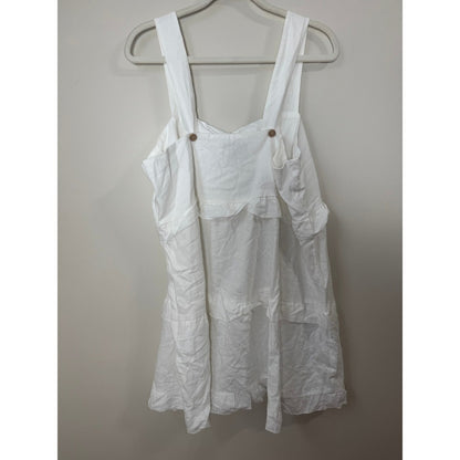 Show Me Your Mumu White Linen Tiered Ruffle Mini Dress Square Neck NEW