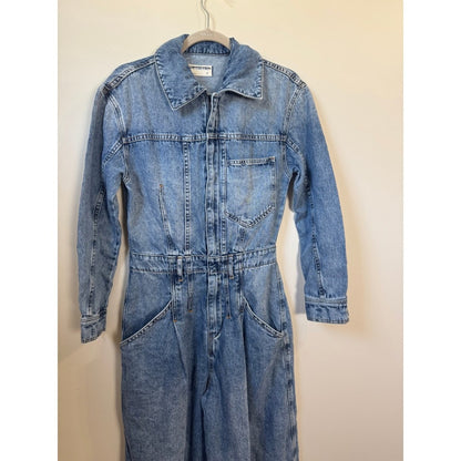 We The Free Free People Marci Denim Jumpsuit Blue Acid Wash Utility Size S