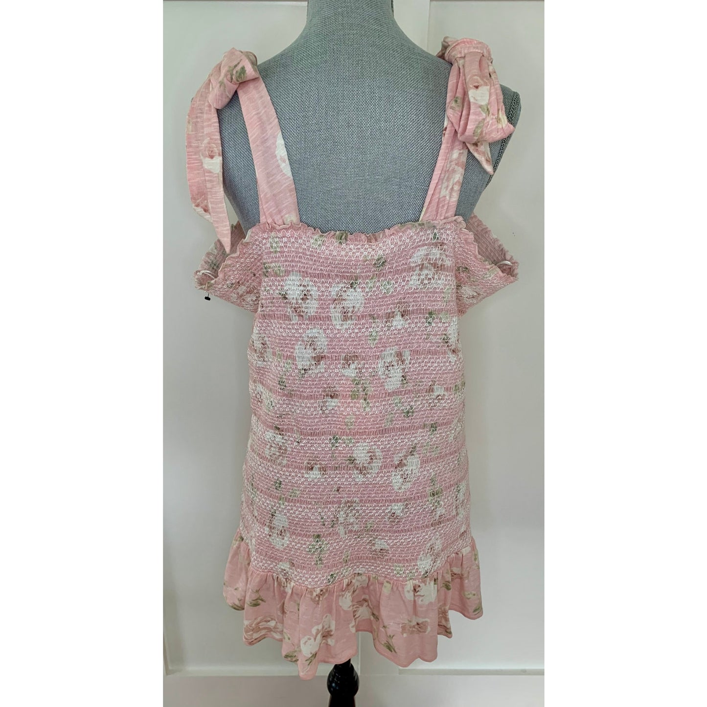 Love Shack Fancy Norna Dress Ballet Pink Size XL Mini Floral Sleeveless Cotton