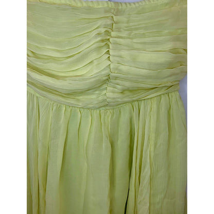 Free People Osiris Mini Dress in Key Lime Pie Large Chiffon Asymmetric Ruched