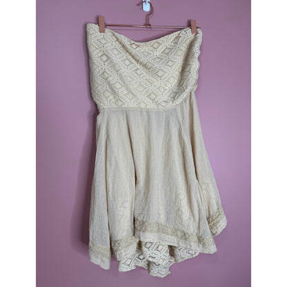 Free People Renata Mini Dress in Nude Size XL Strapless A-Line Embroidered