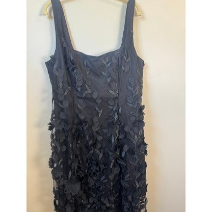 Show Me Your Mumu Black 3D Floral Applique Maxi Dress XXL Square Neck Overlay