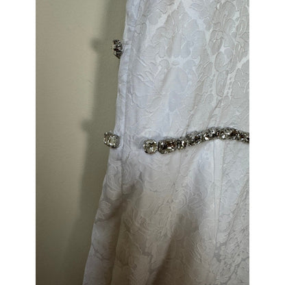 Show Me Your Mumu White Damask Jacquard Crystal Trim Mini Dress Medium Bridal
