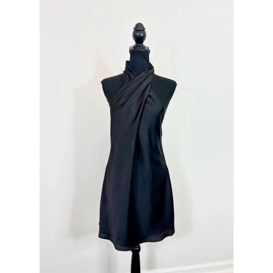 Show Me Your Mumu Jasmine Halter Dress in Black Large Mini Satin Party Gothic‎