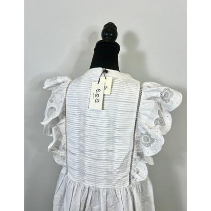 SEA White Jeanetta Eyelet Mini Dress in White‎ Size XS Lace Lined Cotton Party