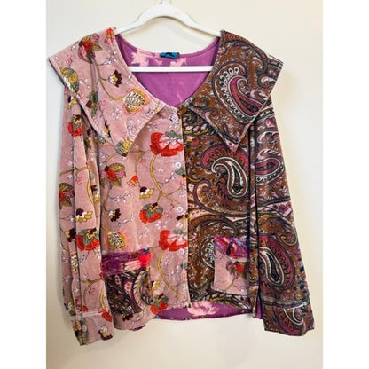 Jaded Gypsy Patchwork Paisley Floral Velvet Jacket Boho Festival