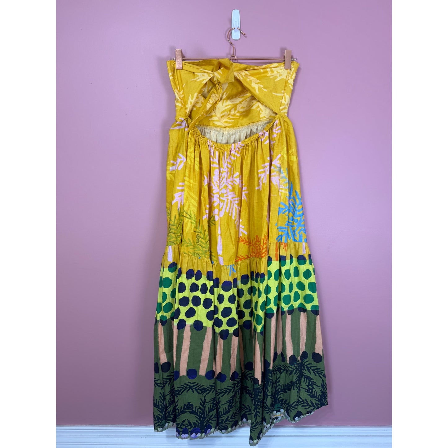 Oliphant Strapless Printed Midi Dress Size Medium