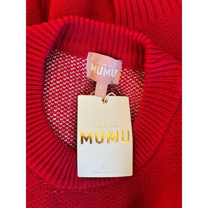 Show Me Your Mumu Varsity Sweater Red White A Win Is A Win Graphic Knit L