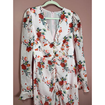 Sau Lee Ciara Floral Pink Ruffle Hi-Low Midi Dress Size 4