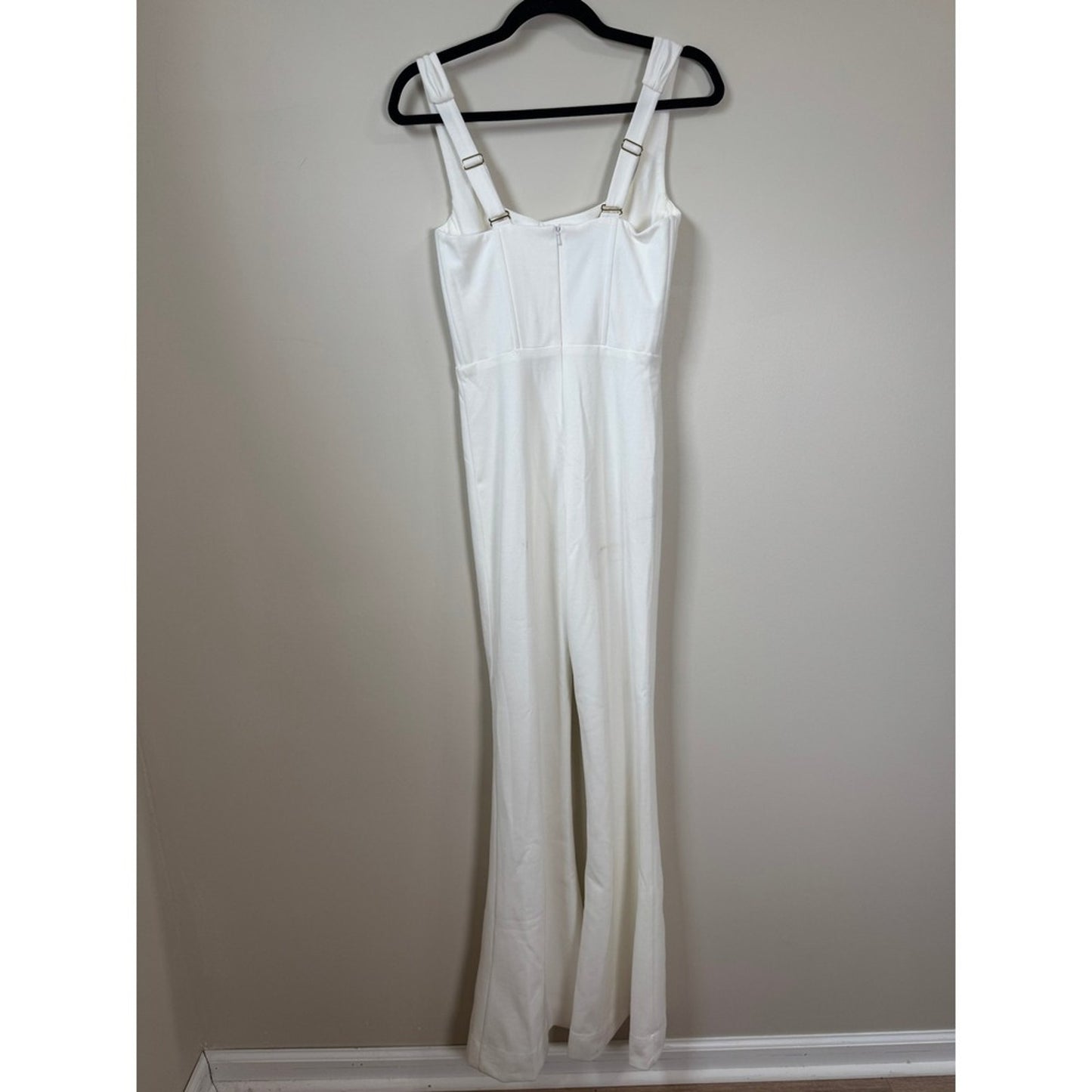 White Corset Wide Leg Jumpsuit Square Neck Sleeveless Bridal Event One Piece
