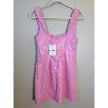 NEW NWT Show Me Your Mumu Woods Mini Dress Pink Faux Leather Size XS