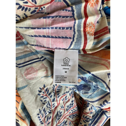 FARM Rio Off The Shoulder Puff Sleeve Mini Dress Bahia Print Button Front M