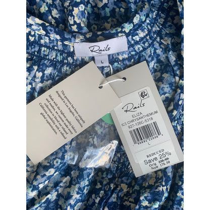 Rails Eliza Mini Dress in Ice Chrysanthemum Large Floral Pullover 3/4 Sleeve