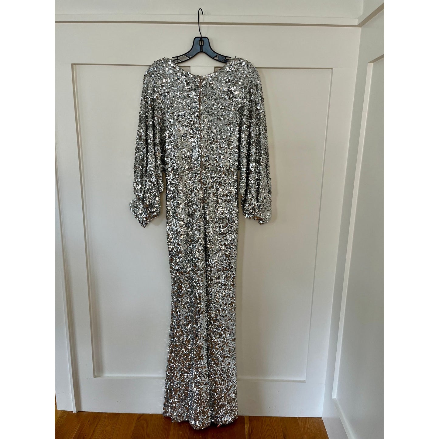 Sachin & Babi Sequin Gabby Silver Gown Size 2