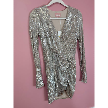 Show Me Your Mumu Party Hop Dress Siver Sequin Size XS