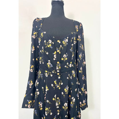 Reformation‎ Indira Mini Dress in Evita Black Size 12 Floral Cut Out Lined Party
