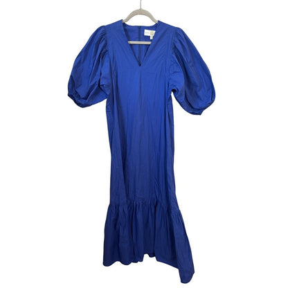 Anna Cate Royal Blue V-Neck Puff Sleeve Tiered Midi Dress XS