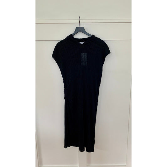 Zara Maxi Tunic Dress in Black Size XS-S Ribbed Knit Hooded Sleeveless Gothic