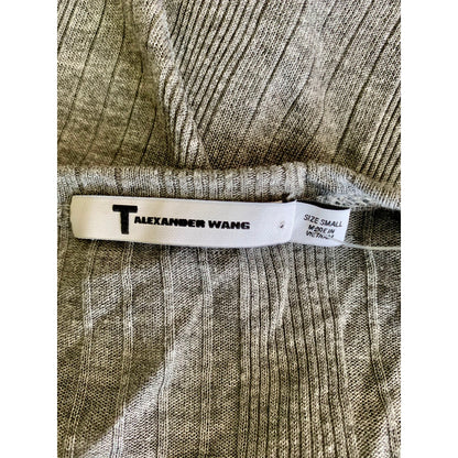 Alexander Wang Maxi T-Shirt Dress in Gray Small Ribbed Knit Sleeveless V-Neck
