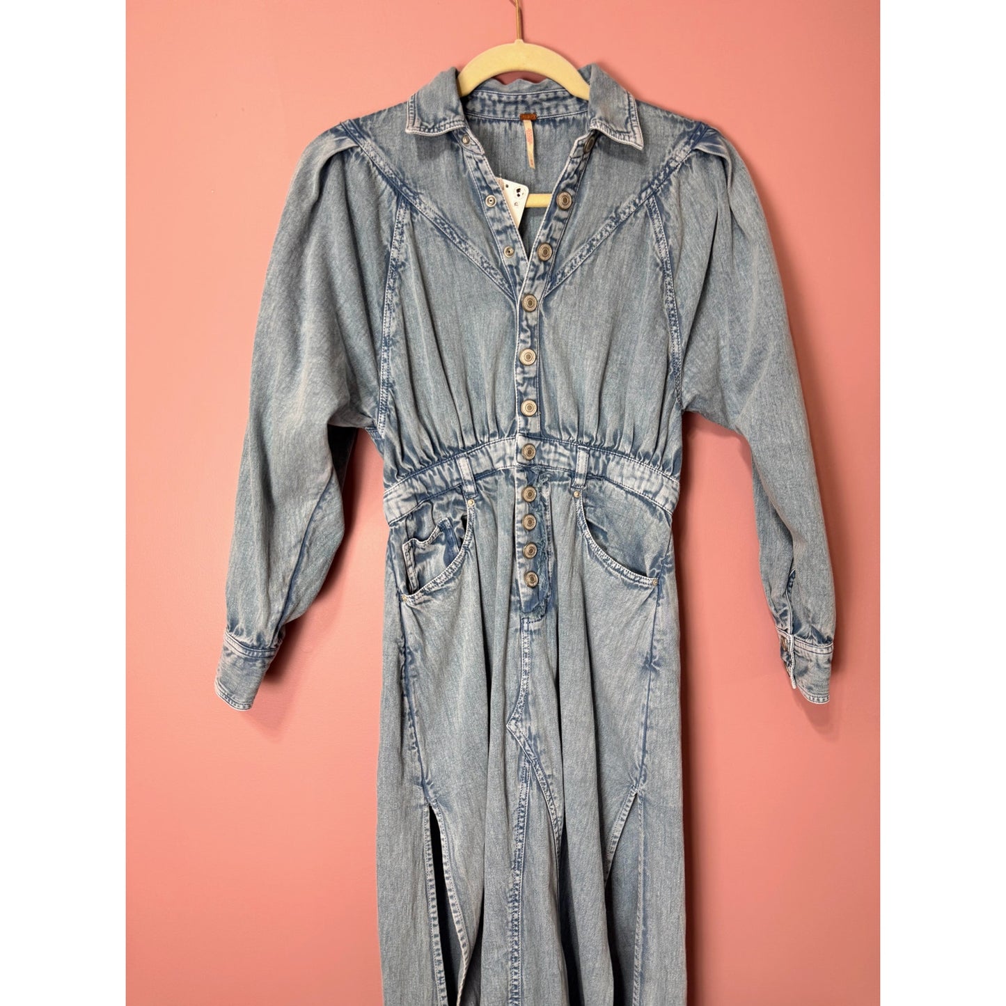 Free People Mad Love Denim Midi Dress Size XS