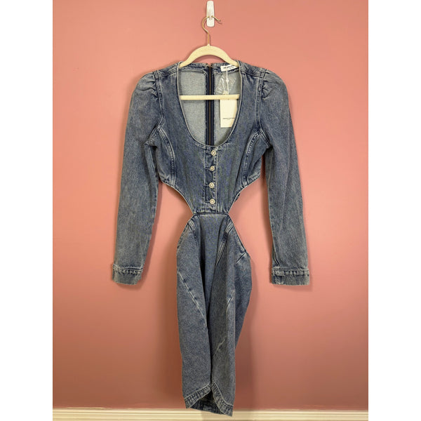 Amanda Uprichard Alabama Denim Mini Dress in Caspian Size Small