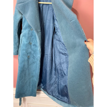 STINE GOYA Happy Faux Fur Jacket in Teal Blue XS