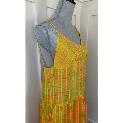 Free People Marigold Maxi Dress in Turmeric Combo Small Sleeveless Boho Cotton