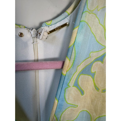 NEW Alexis Vilas Blue and Green Long Sleeve Printed Maxi Dress Size Small
