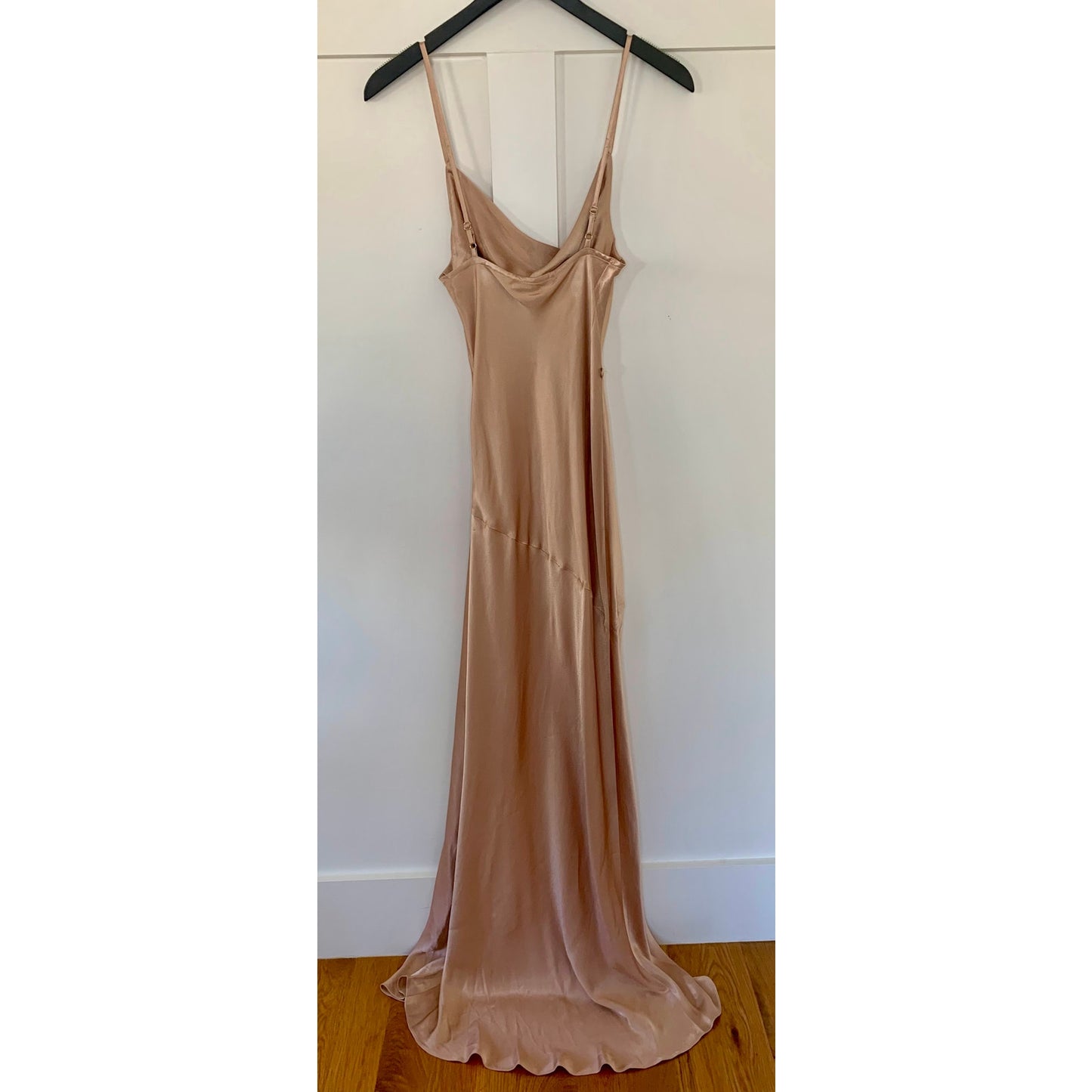 Shona Joy La Lune Bias Maxi Dress in Desert Rose Size 4 Cowl Neck Front Split