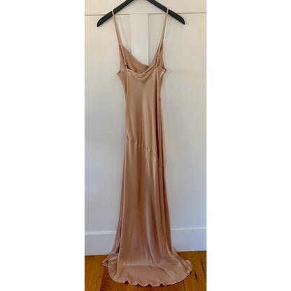 Shona Joy La Lune Bias Maxi Dress in Desert Rose Size 4 Cowl Neck Front Split