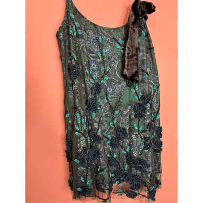 Free People Pure Heart Mini Dress Sleeveless Large Floral Paisley Sequin Lined