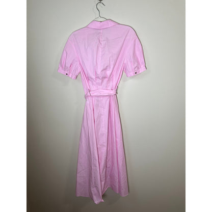NEW Zara Midi Pink Shirt Belted Midi Dress Pink Size Small