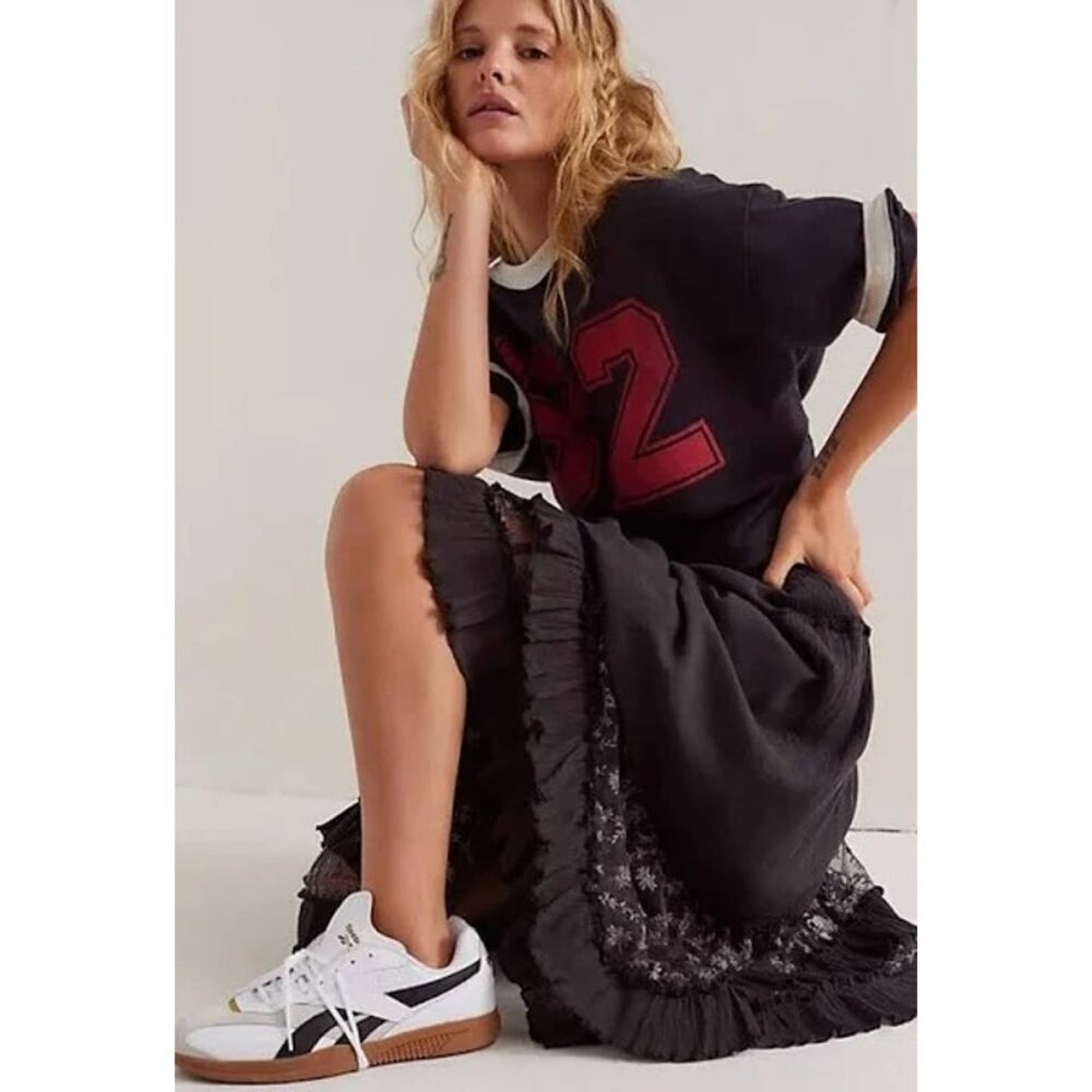 Free‎ People Ashlyn Maxi Layered Skirt Black Size XS