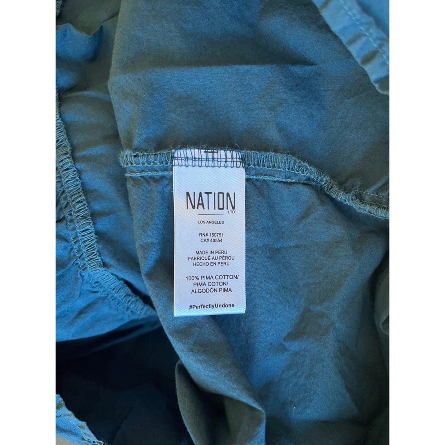Nation LTD Tiered Midi Dress Blue Spaghetti Strap Cotton Pima Size S