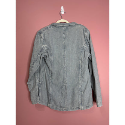 Free People Wanderlust Denim Suit Set in Blue Pinstripe Size 0 Pockets Cotton