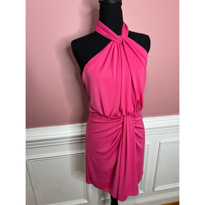 Cinq a Sept Kaily Gathered Mini Dress in Pink Dahlia Size 6 Ruched Stretch