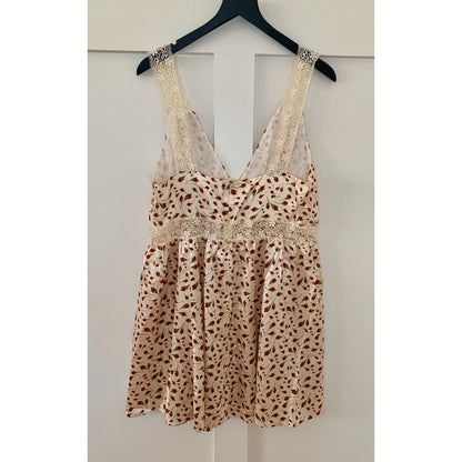 Reformation Elina Silk Mini Dress Marion Size 12 Lace Trim V-Neck Sleeveless