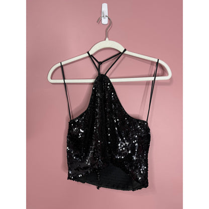 House of Harlow 1960 Black Sequin Two-Piece Set Size Medium Party Club