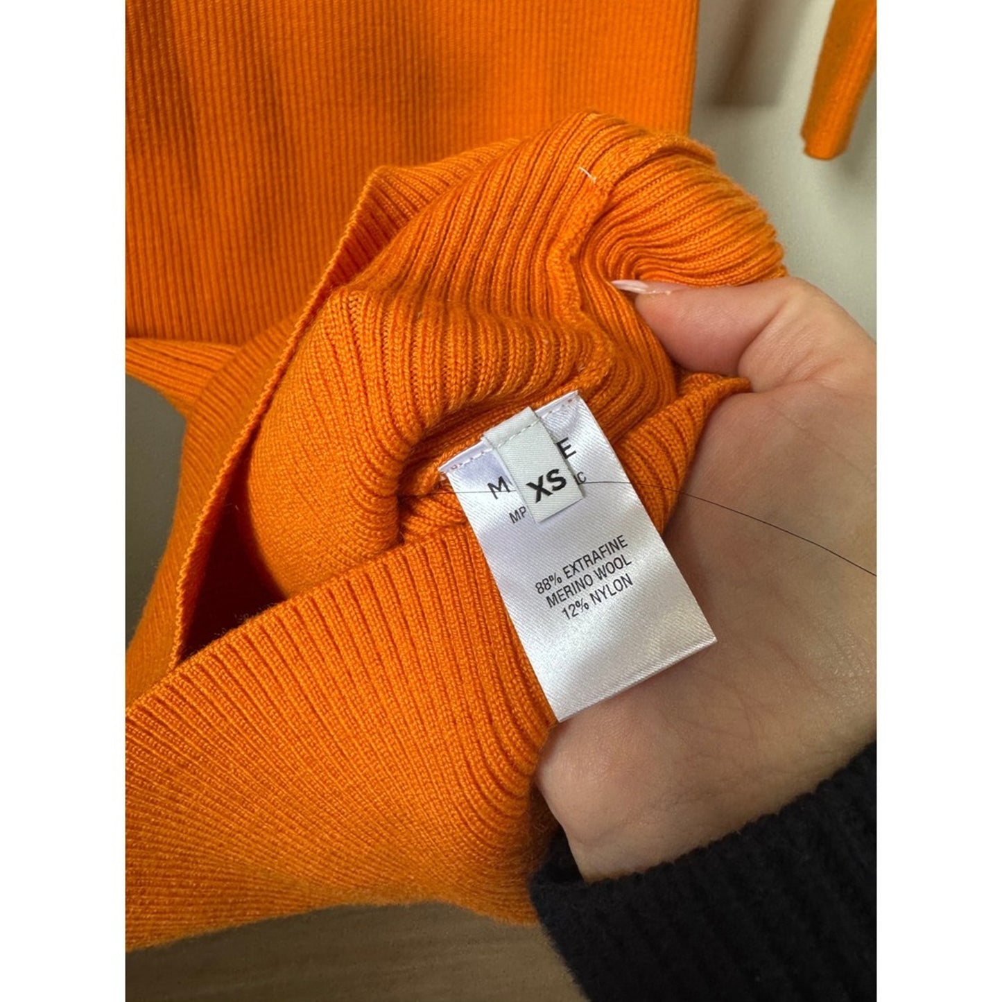Monse Orange Asymmetrical Rib-Knit Merino Wool Midi Dress One Sleeve Halter XS