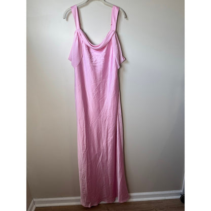 Show Me Your Mumu Rome Maxi Dress Pink Satin Cold Shoulder Bridesmaid Gown Large