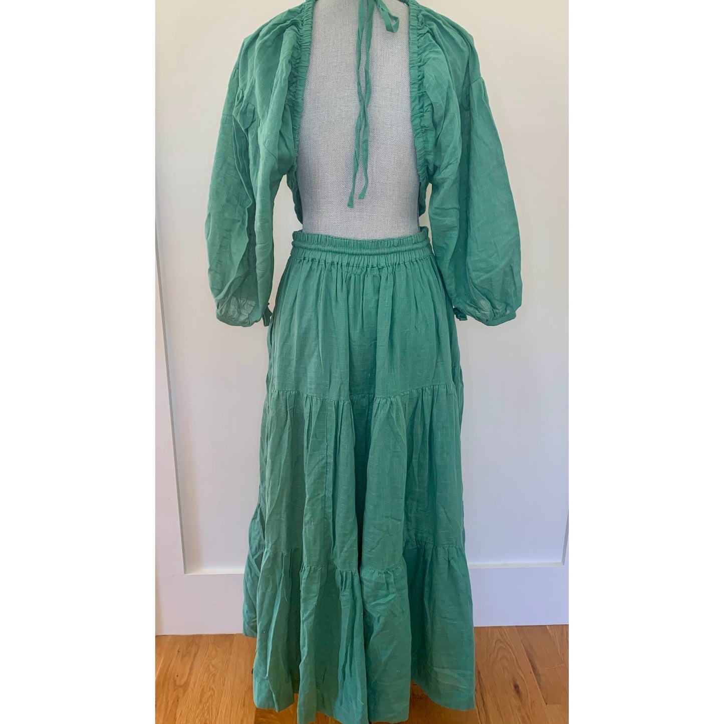 Free People Ibiza Sun Dress Midi in Mermaid Green Medium Long Sleeve Backless