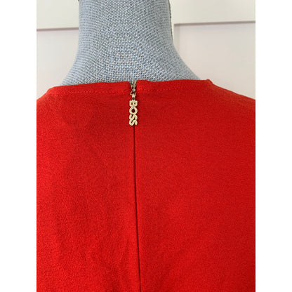 Boss Dageta Shift Dress Mini in Bright Red Size 2 Long Sleeve Stretch Party