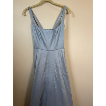Show Me Your Mumu Light Blue Bubble Hem Maxi Dress Square Neck Smocked Back Gown