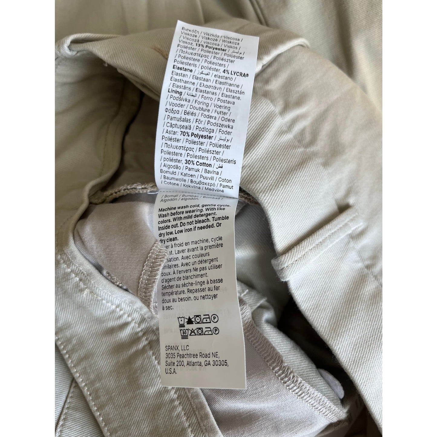 NEW NWT Spanx Stretch Twill Wide Leg Bone Size Small
