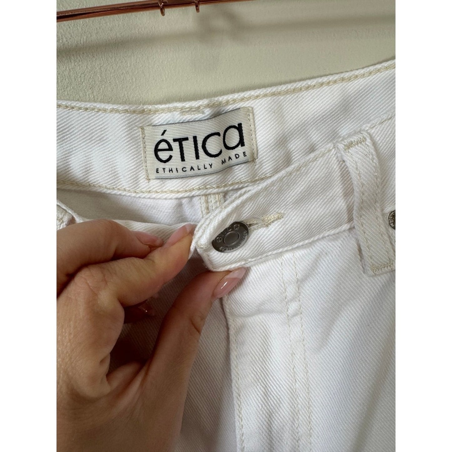 Etica Iris High Rise Barrel Leg Jeans Off White Cotton Denim Size 30