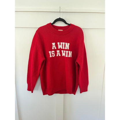 Show Me Your Mumu Varsity Sweater Red White A Win Is A Win Graphic Knit L