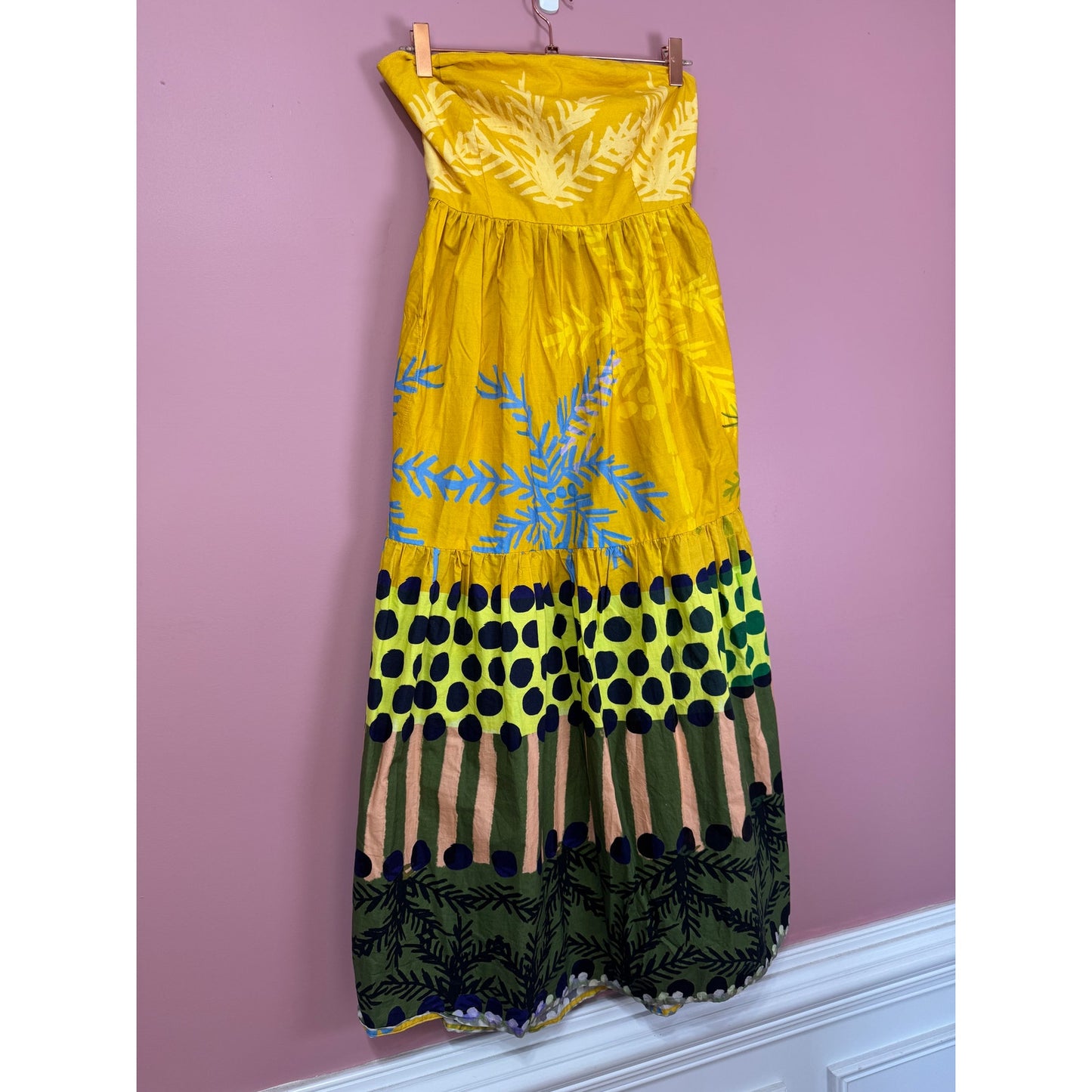 Oliphant Strapless Printed Midi Dress Size Medium
