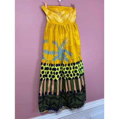Oliphant Strapless Printed Midi Dress Size Medium